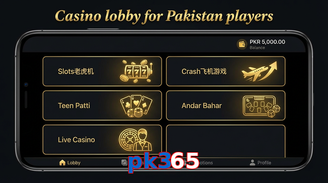Lobby view of Pk365 for Pakistan users